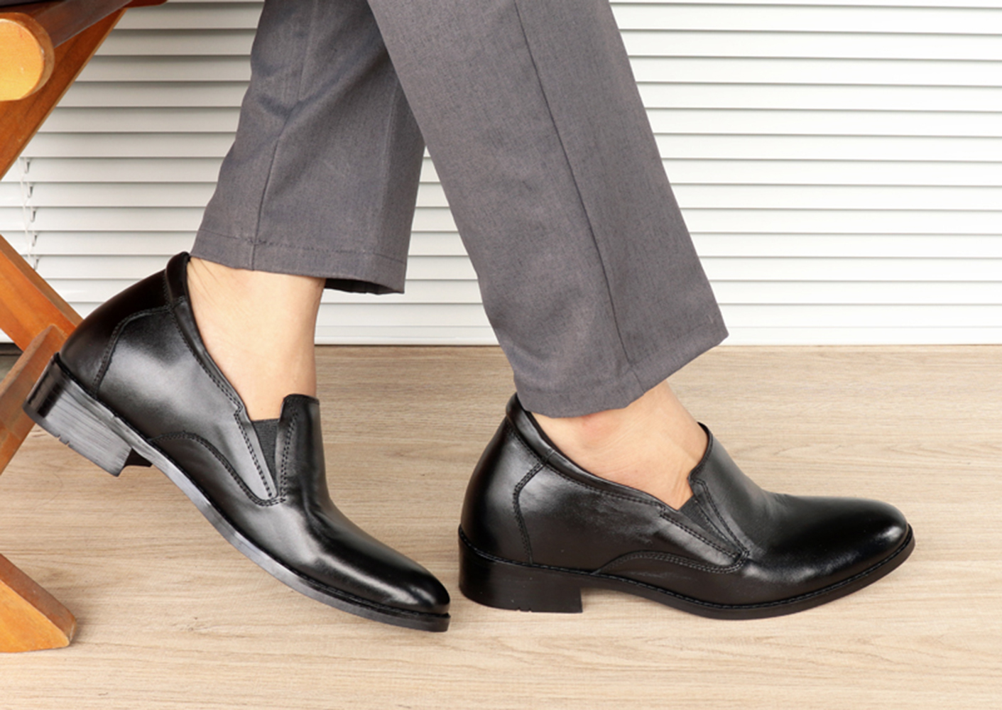 GIÀY TĂNG CHIỀU CAO GIÀY CAO DÀNH CHO NAM GIỚI S1011 ĐEN TRƠN - CAO 8CM GIÀY ĐỘN NAM CAO VƯỢT TRỘI