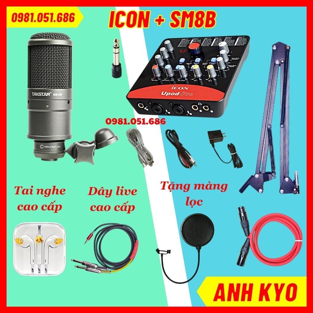 Bộ Mic Hát Livestream Sound Card ICON UPOD PRO Mic TAKSTAR SM8B. Loại Cao Cấp Âm Hay, Siêu Bền BH 12 Tháng