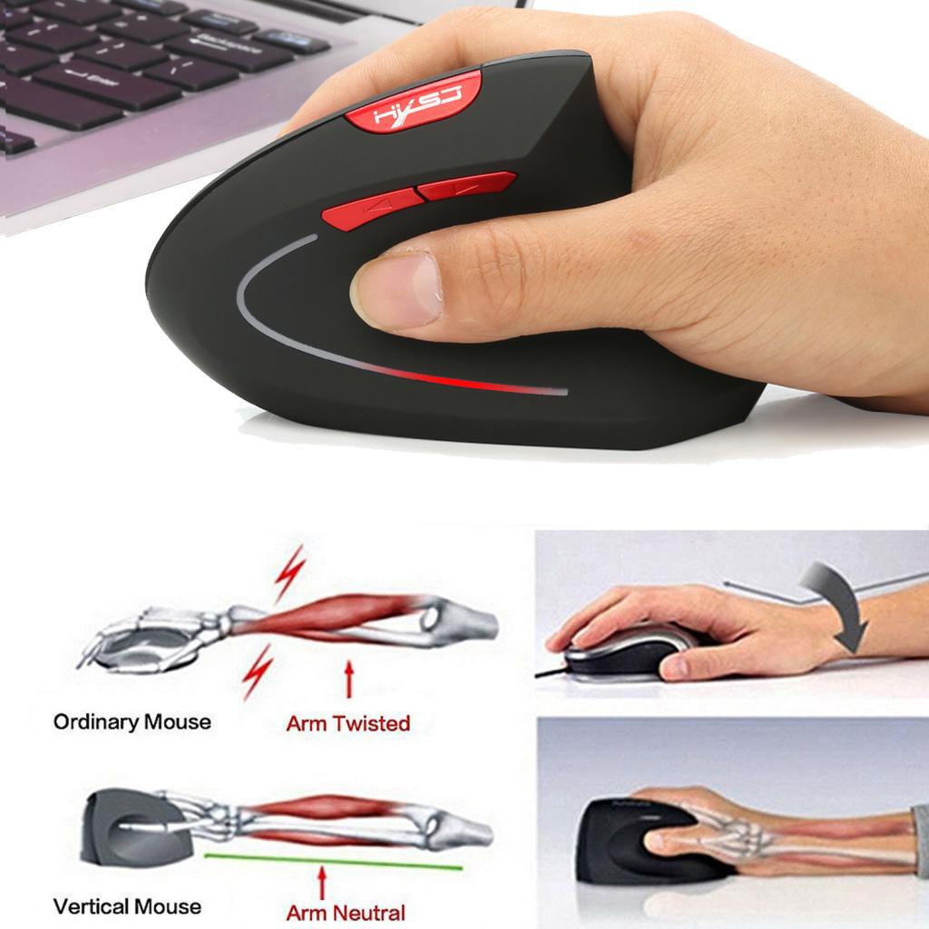2.4G Ergonomic Optical Wireless Mouse 800/1600/2400DPI Healthy Vertical Mice with Receiver