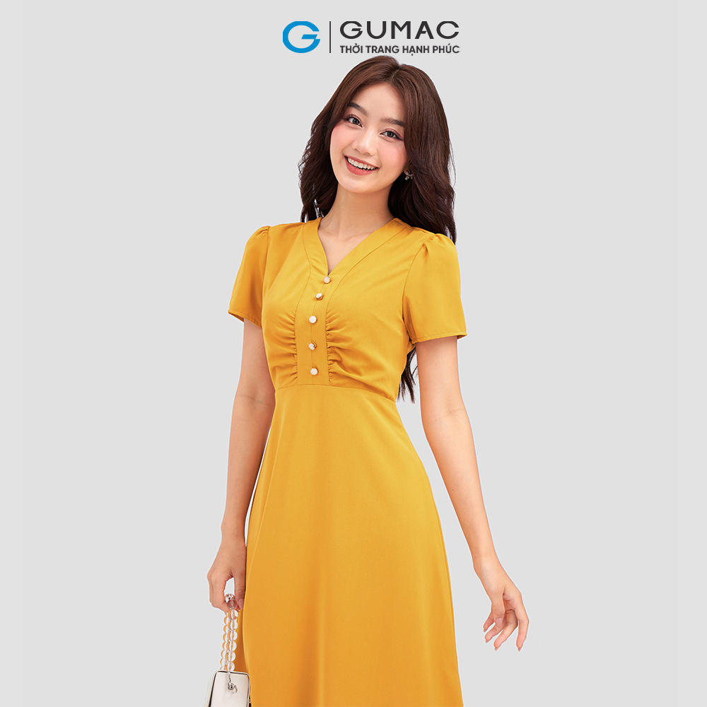 Đầm A nẹp nhún DC12076 thời trang GUMAC