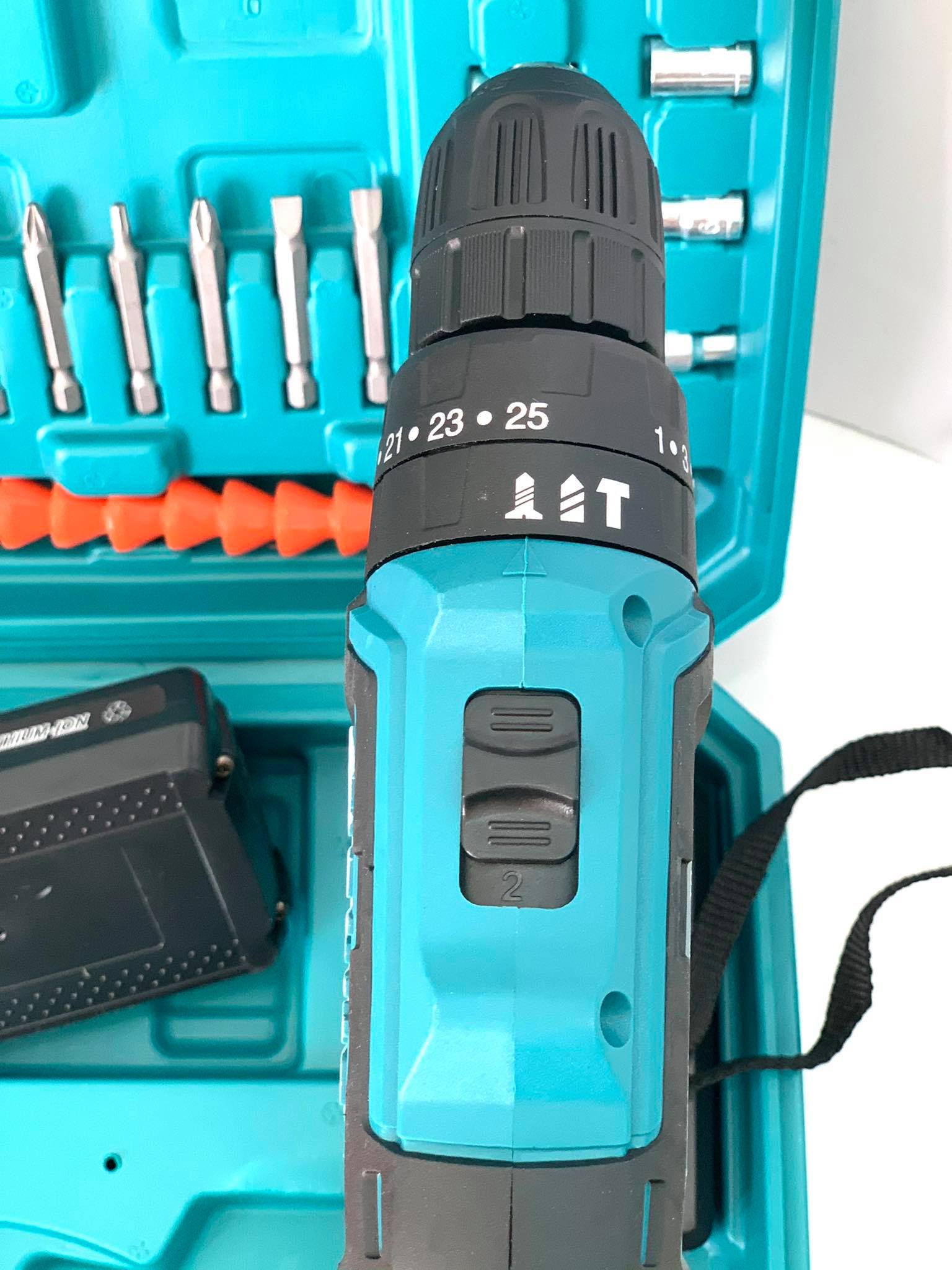 Khoan pin 36v bộ 2 pin kèm phụ kiện có búa