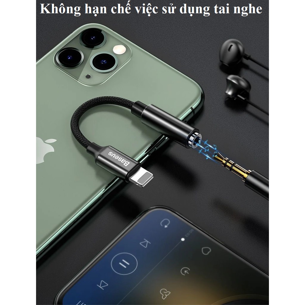 [iP ra 3.5] Cáp chuyển chân tai nghe hỗ trợ micro cho iP Baseus L3.5 _ hàng chính hãng