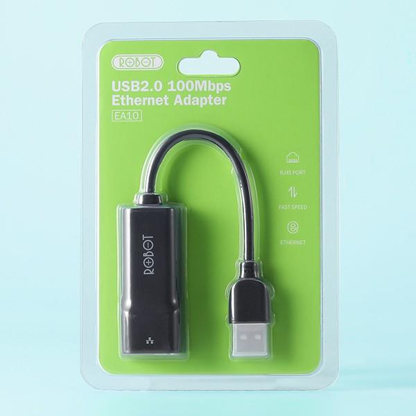 Thiết Bị Chuyển Đổi Ethernet Adapter ROBOT EA10 USB 2.0 to LAN Tốc Độ 10/100Mbps - Hàng chính hãng