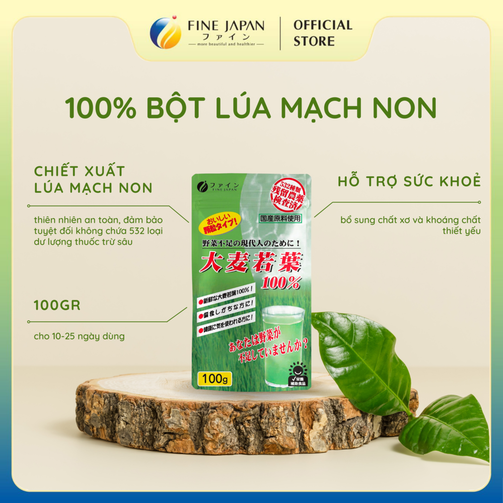 Bột Lúa Mạch Non Fine Japan Young Barley Grass 100%