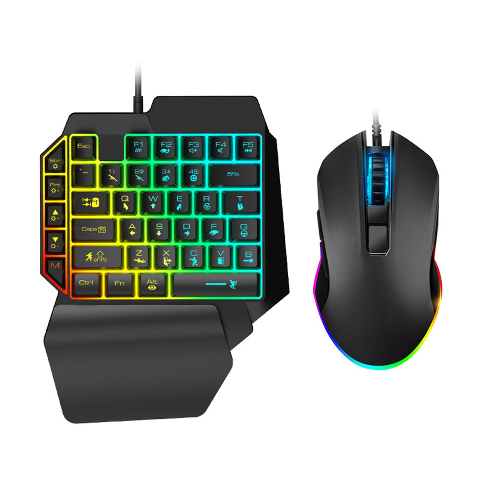 T1 Bàn Phím Chuột Sản Phẩm Công Thái Nhiều Màu Đèn Nền Một Tay Bàn Phím Chuột Dành Cho Nhà Game Thủ Chơi Game Bộ
