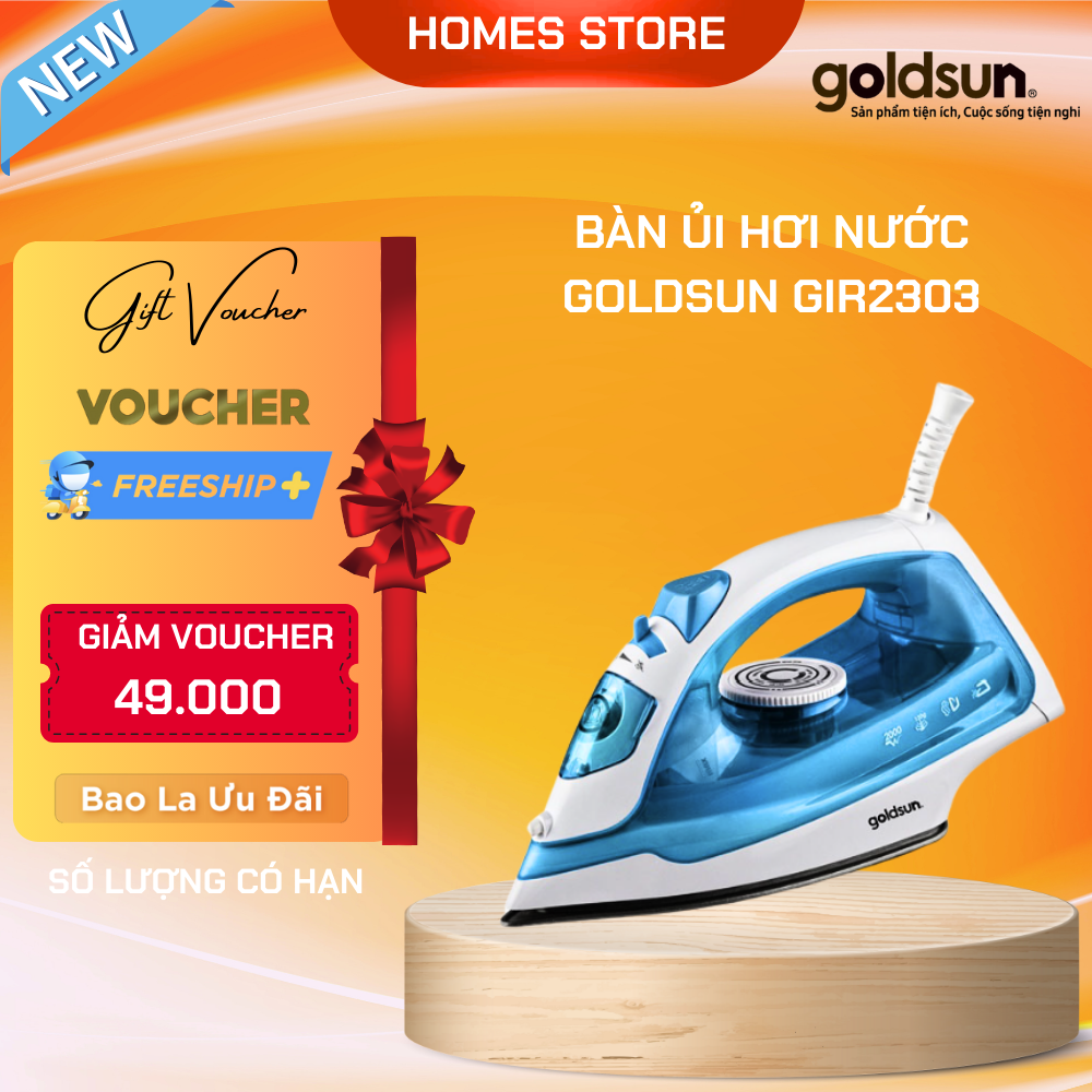 Bàn Ủi Hơi Nước Cầm Tay GOLDSUN GIR2303, 2 Chế Độ Là Hơi Và Khô, Công Suất 1500W - Hàng Chính Hãng