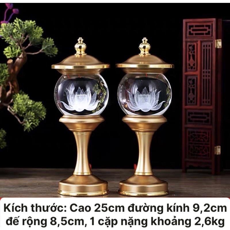 CẶP 2 CHIẾC ĐÈN LED HOA SEN PHA LÊ 7 MÀU THỜ CÚNG TRANG TRÍ