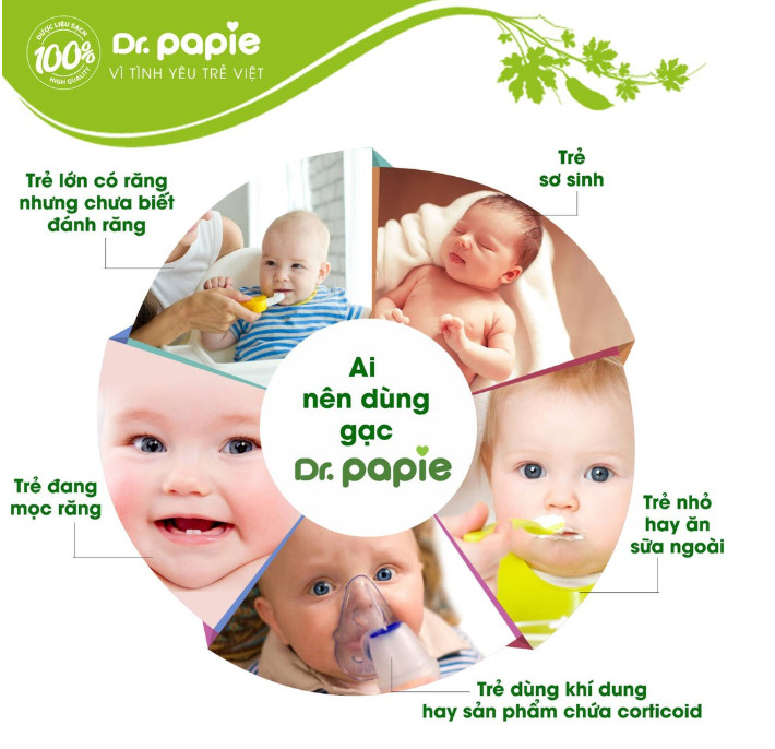 Gạc Rơ Lưỡi, Vệ Sinh Răng Miệng Cho Bé Dr Papie (1 hộp 30 gói)