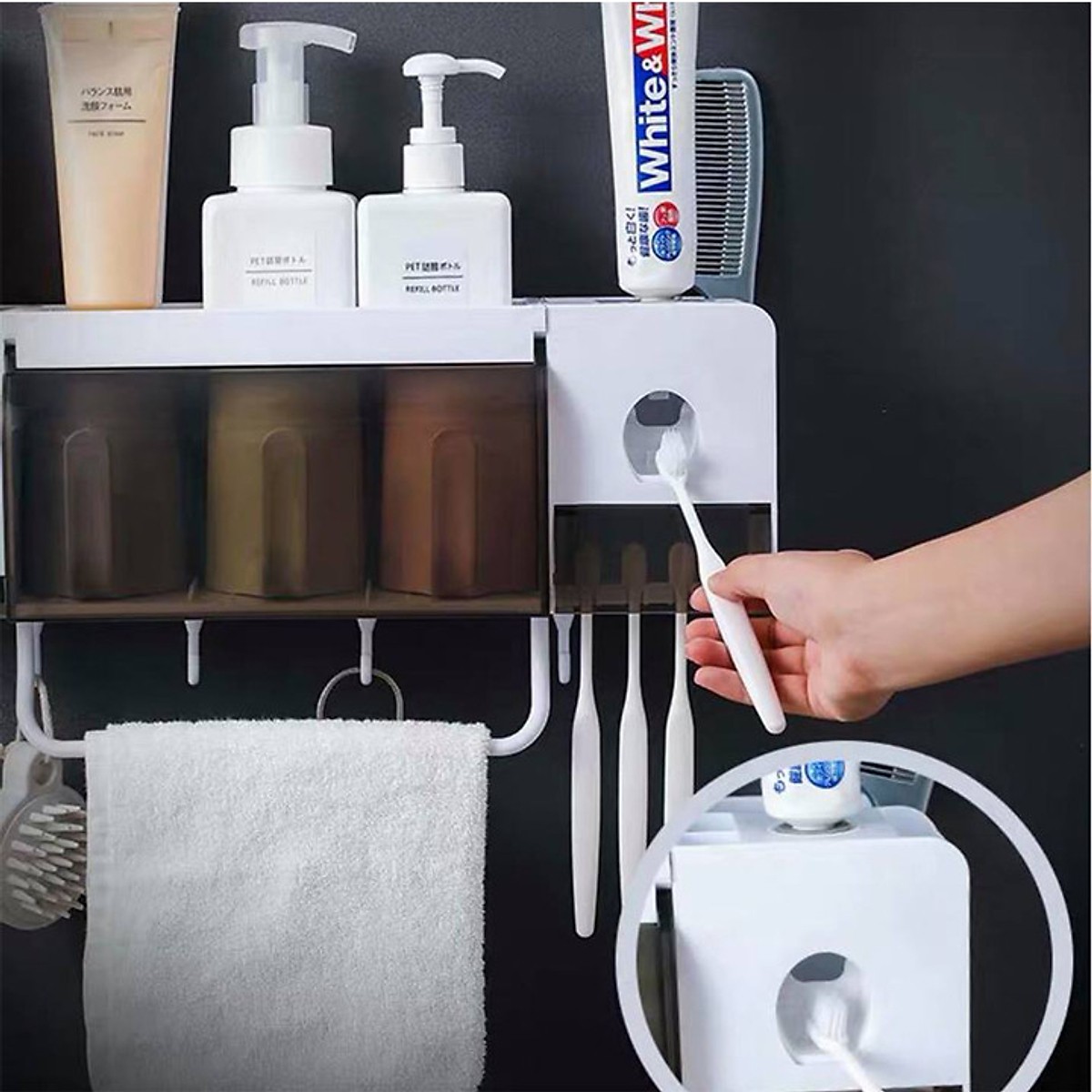 Bộ nhả kem đánh răng - kèm 3 cốc lúa mạch
