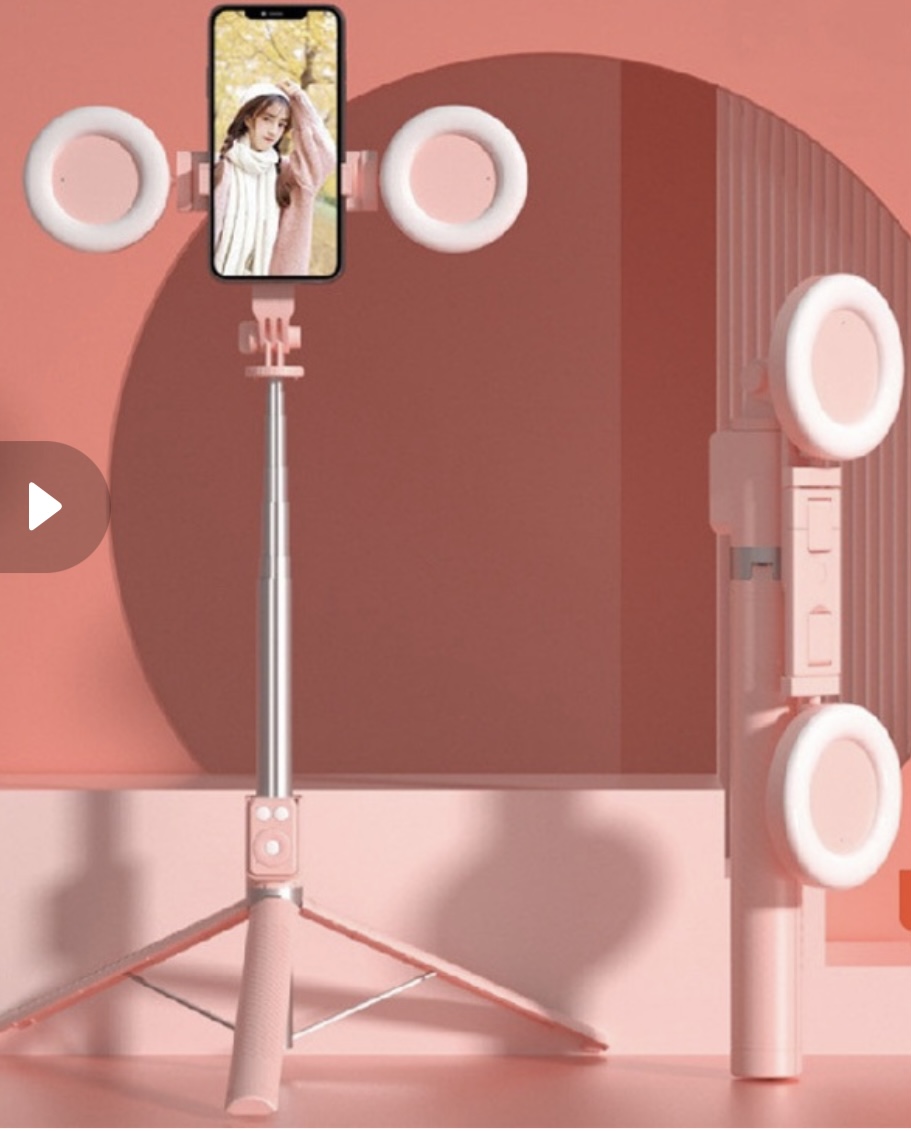 Gậy selfie  chụp ảnh, livestream quay video, có 2 đèn fill light, tự sướng du lịch, điều khiển từ xa 10 mét lướt tiktok, ứng dụng mạng xã hội - Hàng chính hãng