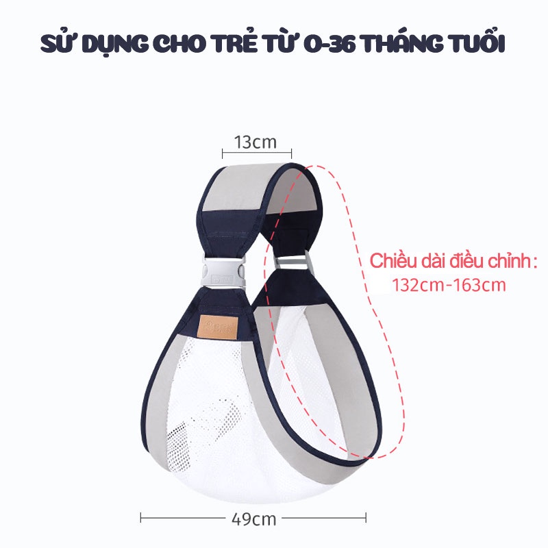 Địu Cho Bé Dạng Lưới Siêu Thoáng Khí An Toàn Tiện Lợi Cho Bé
