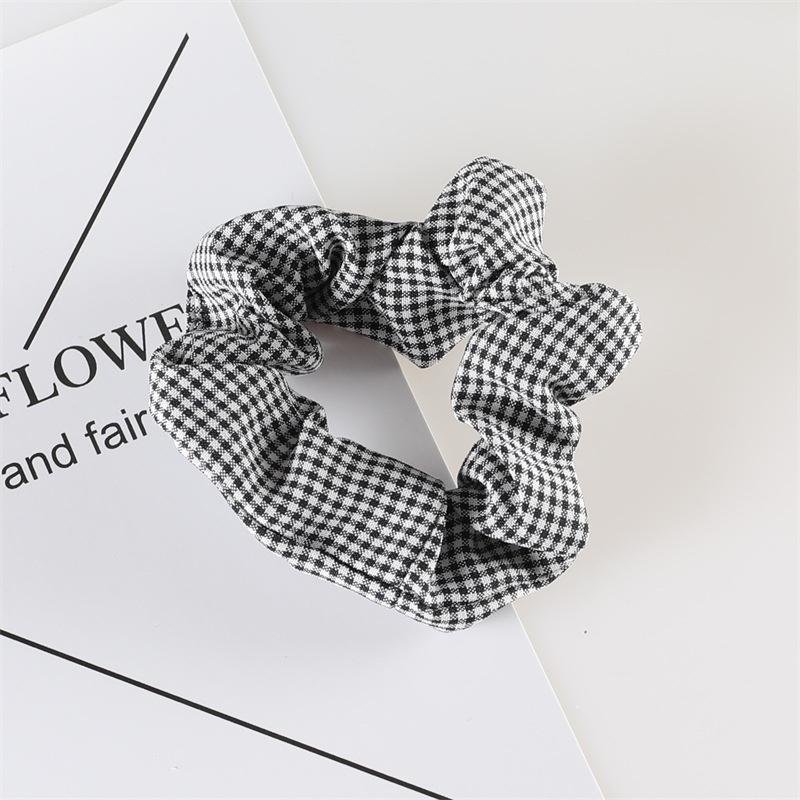 PK735 Scrunchies buộc tóc nhiều họa tiết; họa tiết tông kẻ sọc nữ tính thanh lịch