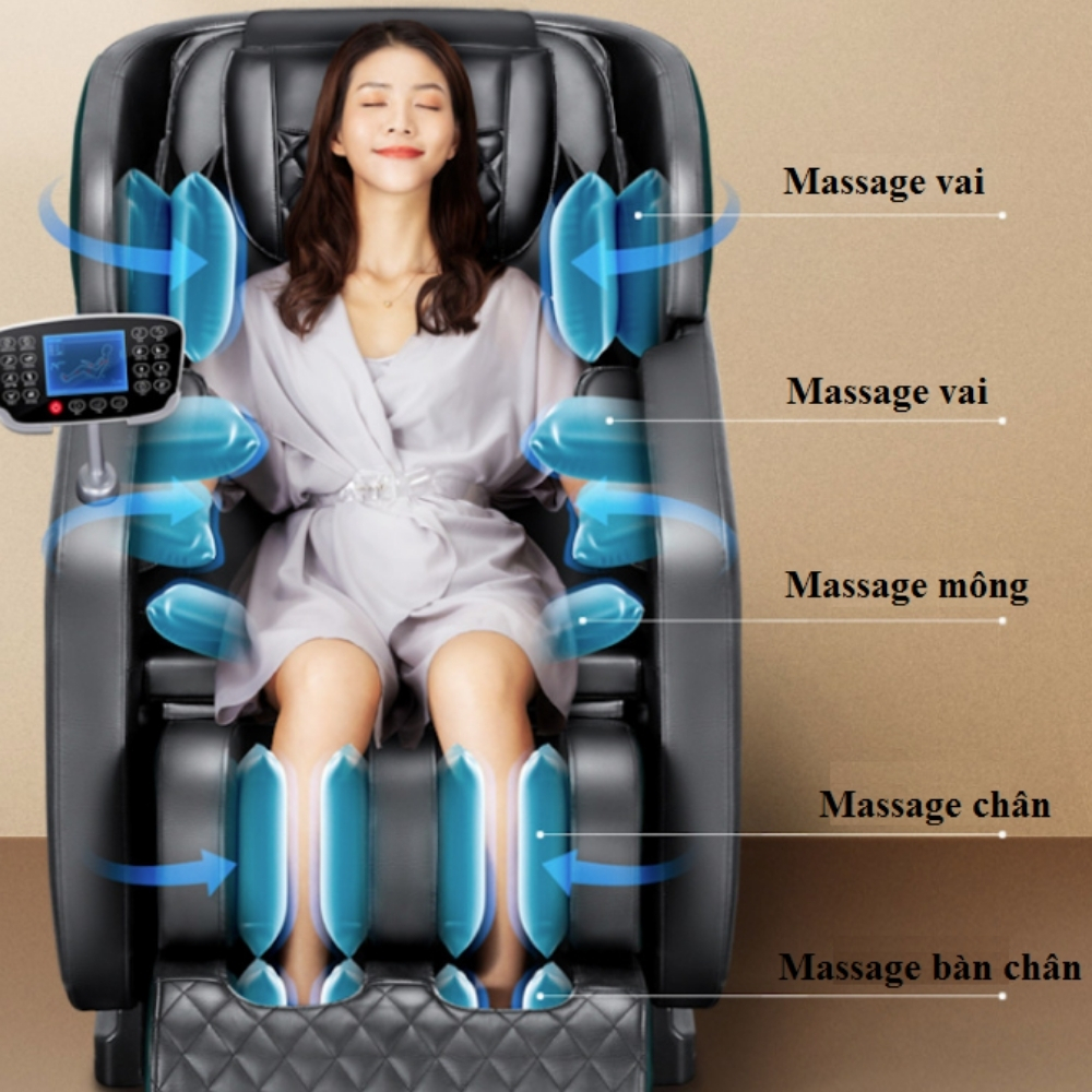 Ghế massage toàn thân Kagawa K8 giúp thư giãn thoải mái, hỗ trợ giảm đau xương khớp, giảm stress