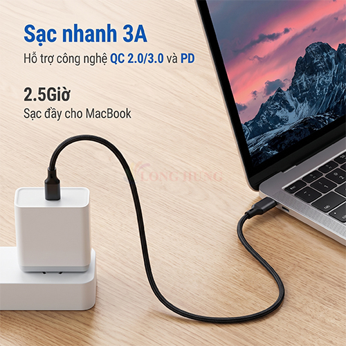 Cáp USB Type-C to Type-C Ugreen 3A 1.5m 60W 50998 - Hàng chính hãng