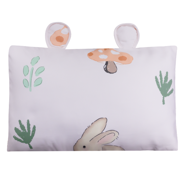 Bộ 5 món tiện lợi cho bé đi học mầm non, tiểu học NIN House hoạ tiết Rabbit Garden 70x120cm chất liệu tencel mát lạnh, màu dễ thương, 1 tấm trải chống trượt, 1 chăn, 1 ruột gối, 1 vỏ gối, 1 túi xách
