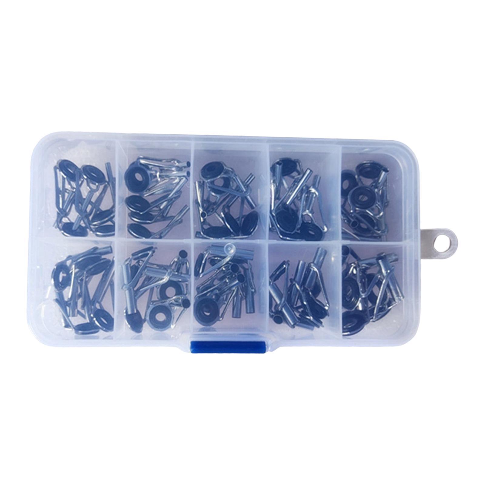 50 Pieces Fishing Rod Guides Set Guides Line Rings Mixed Size in A Box Portable Tip for Sea Casting Repair Accessories