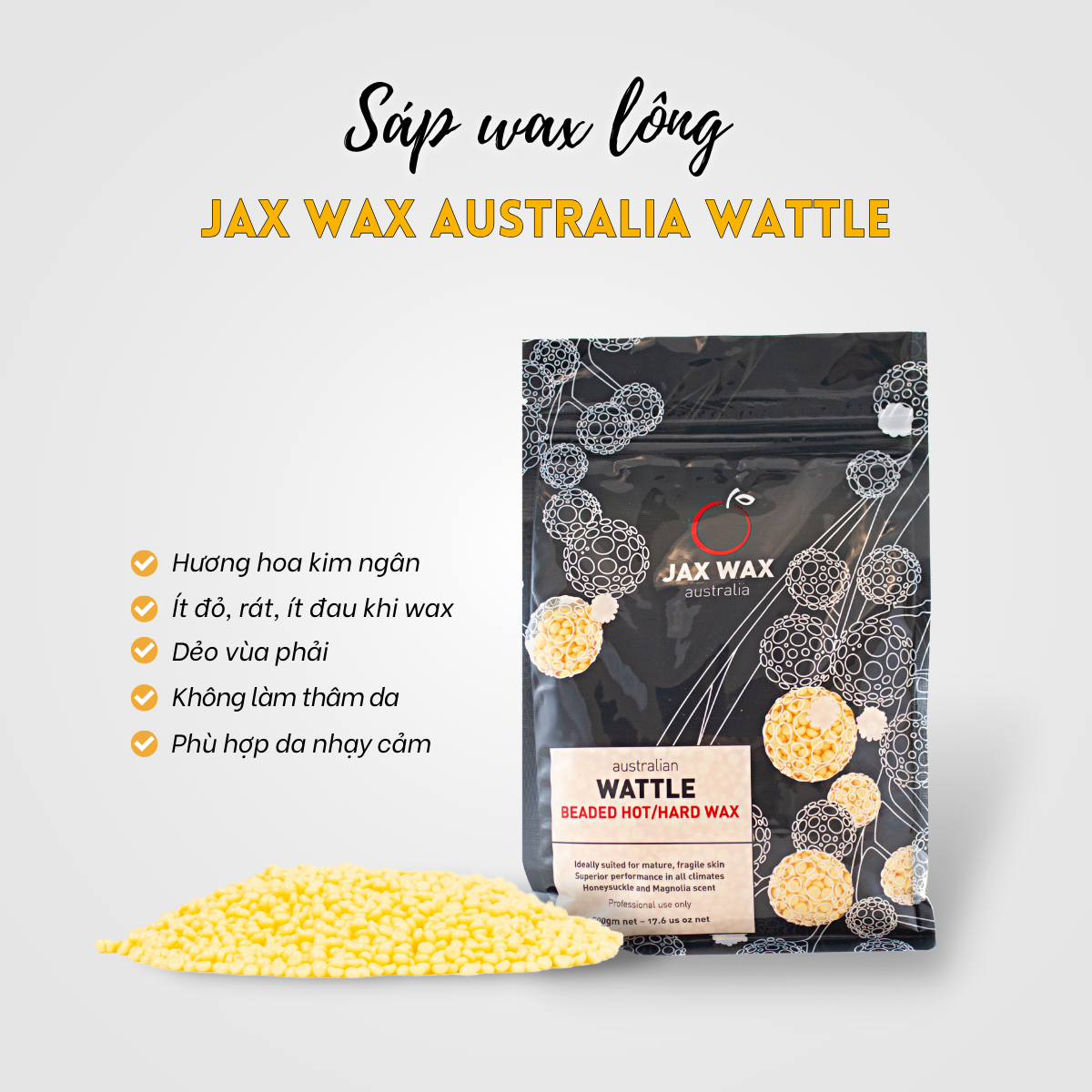 Sáp tẩy lông dạng hạt Jax Wax Wattle 500g