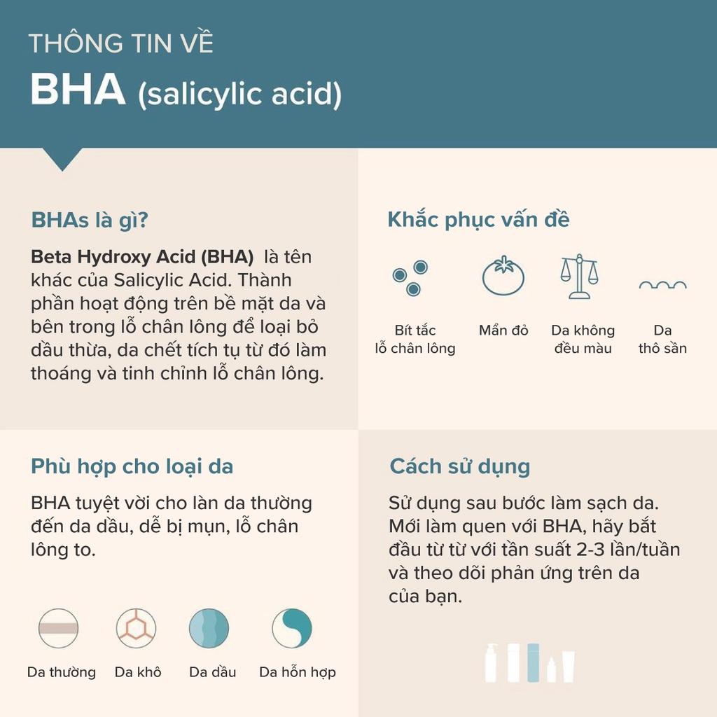 Combo: BHA + Niacinamide bộ đôi cơ bản cải thiện thu nhỏ lỗ chân lông, ngăn ngừa mụn và sáng da