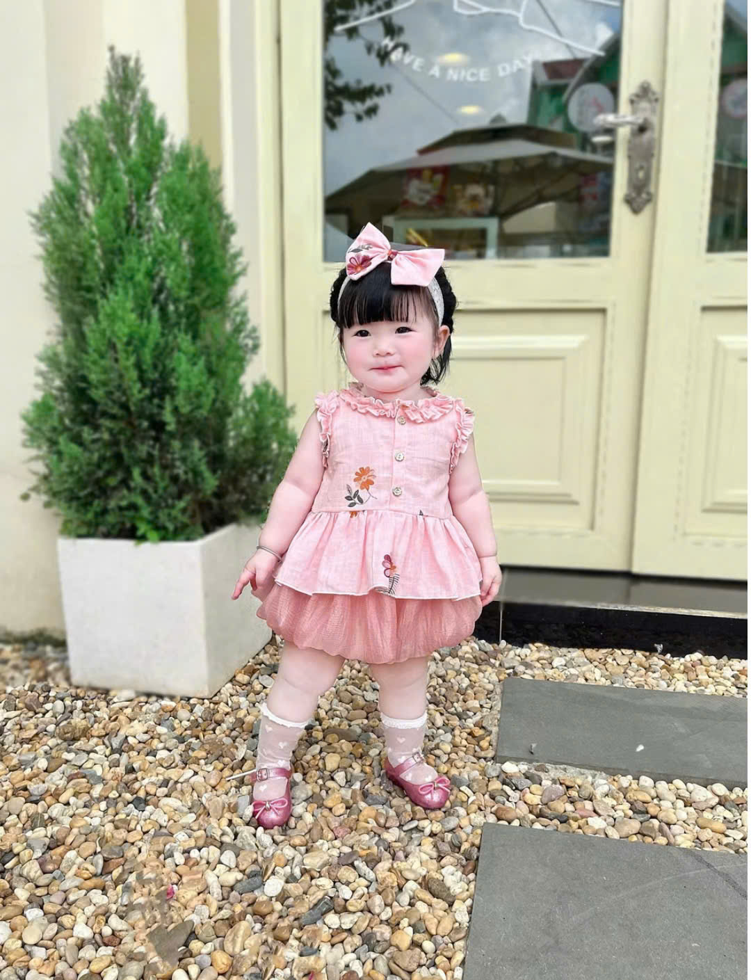 Set Bộ Áo Sát Nách Viền Bèo Thêu Hoa Quần Đùi Bí Cho Bé Gái Sơ Sinh 1 2 Tuổi Từ 3-11kg Dành Cho Bé Gái