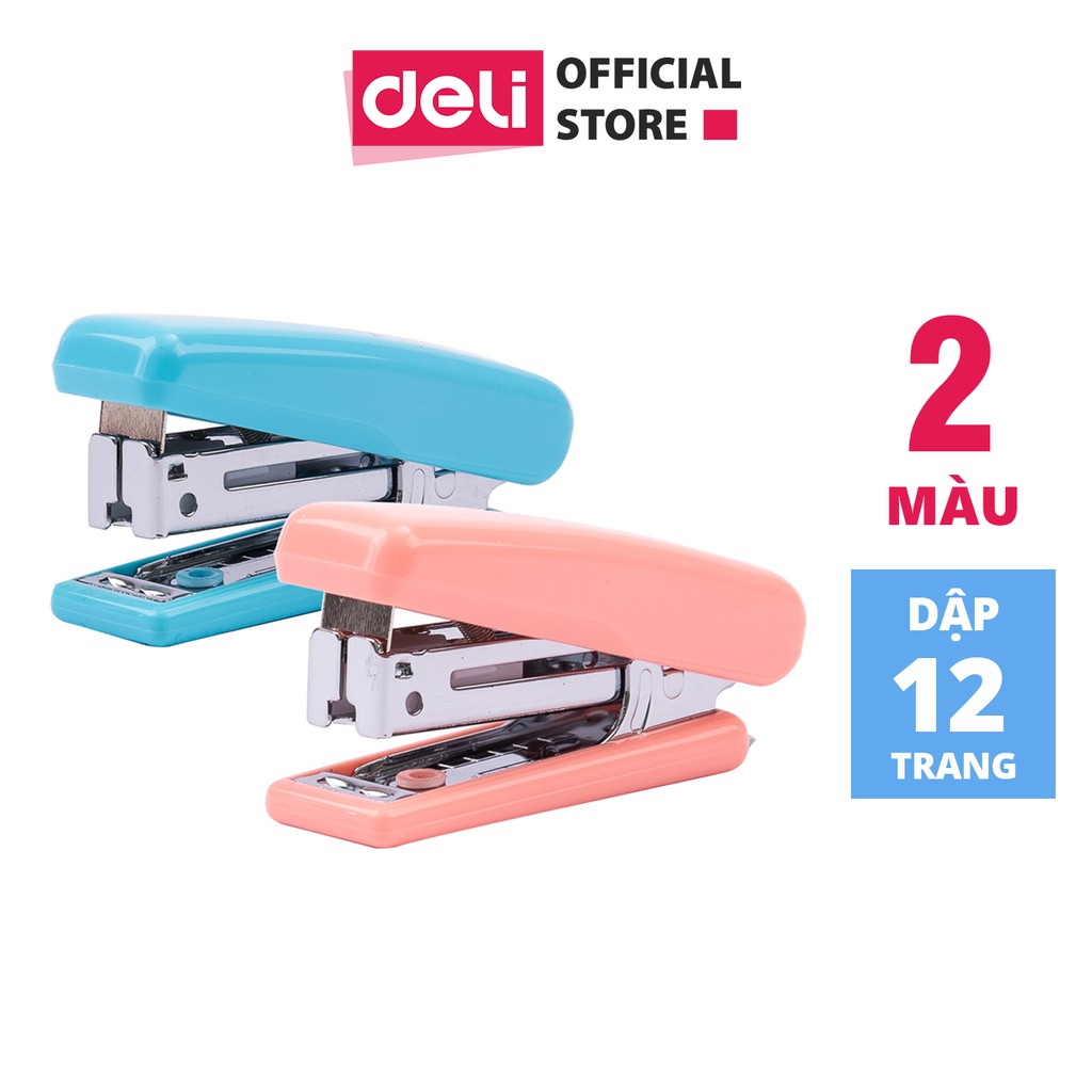 Dập Ghim Mini 10 Deli, 12 Trang, Xanh, Hồng - 1 Cái E0222 - Xanh