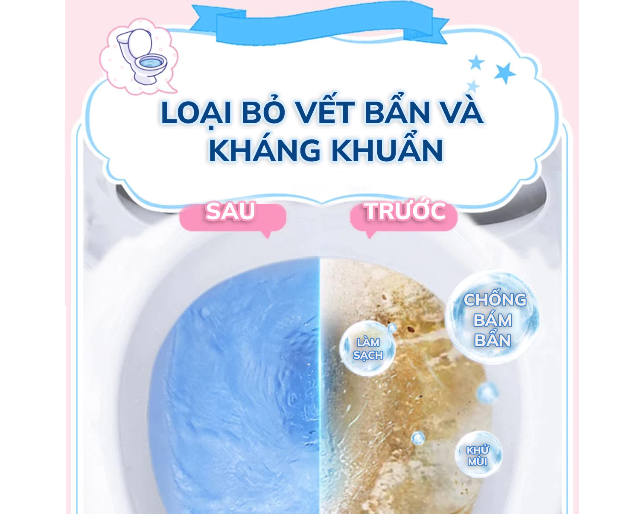 Viên sạch bồn cầu Geto sạch khuẩn tẩy sạch mảng bám khử mùi diệt vi khuẩn toilet- Hương đào