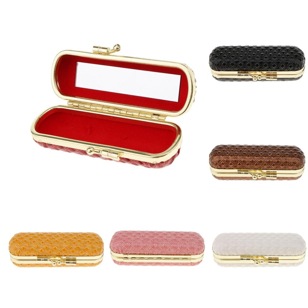 Diamond Elegant Ladies Lipstick Case with Mirror Purse Lip Stick Lip Gloss Holder 3.7x1.4x0.98 inch