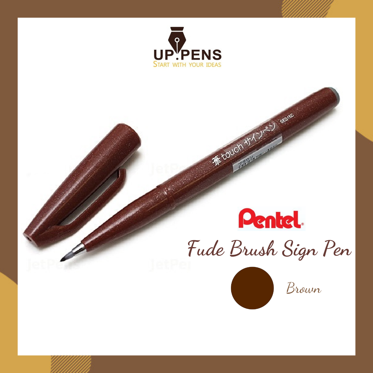 Bút lông viết chữ calligraphy  Pentel Fude Touch Brush Sign Pen - Màu nâu (Brown)