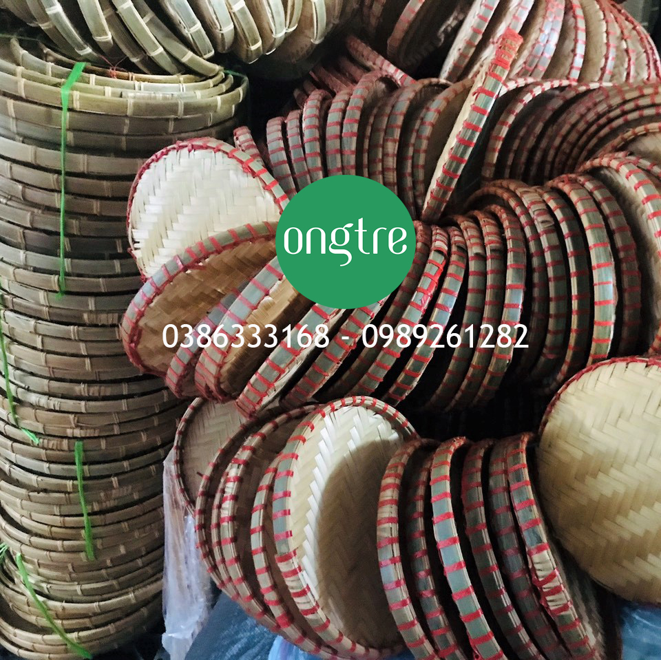 Mẹt tre viền đỏ, đựng món ăn Việt, đan thủ công