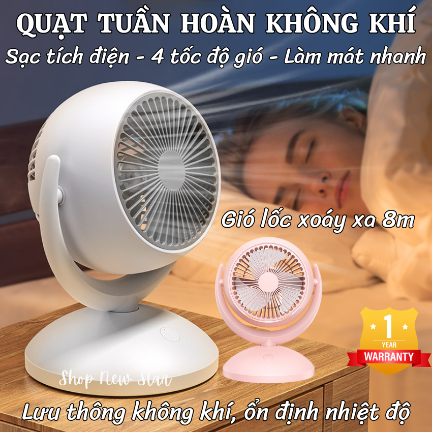 Quạt điều hòa, Quạt tuần hoàn không khí K19 - Quạt lưu thông không khí - Sạc tích điện - Góc gió rộng - Độ ồn nhẹ - Tiết kiệm điện năng