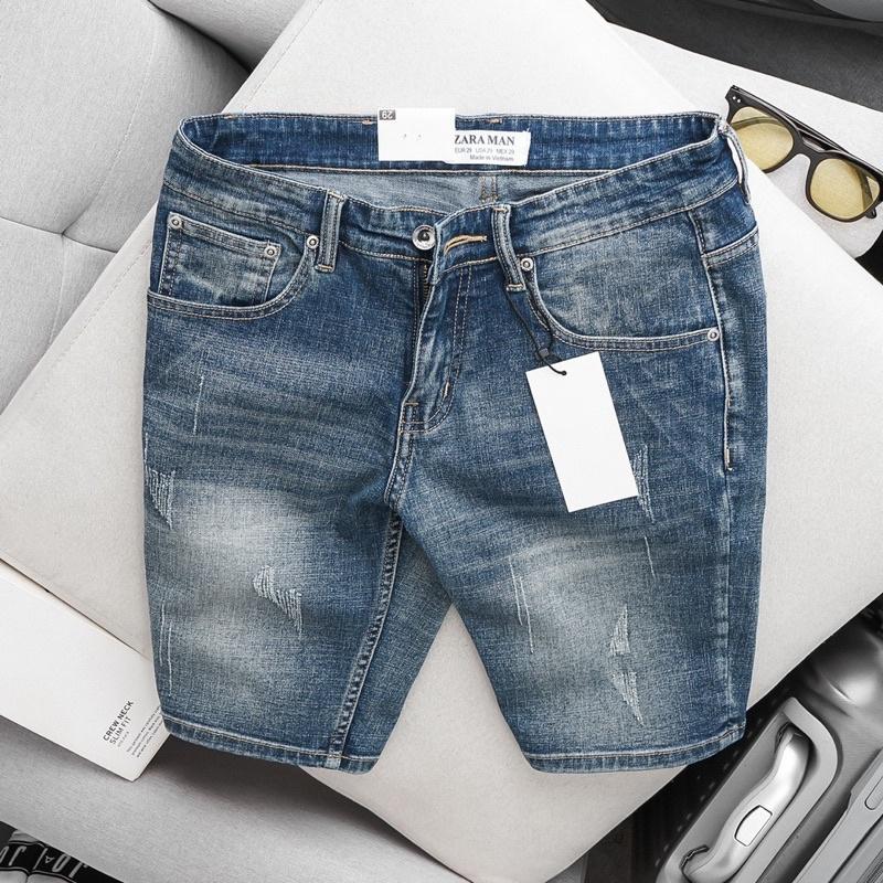 Quần Short Bò Jean Nam Slimfit ôm vừa Xuất Xịn co giãn không phai màu