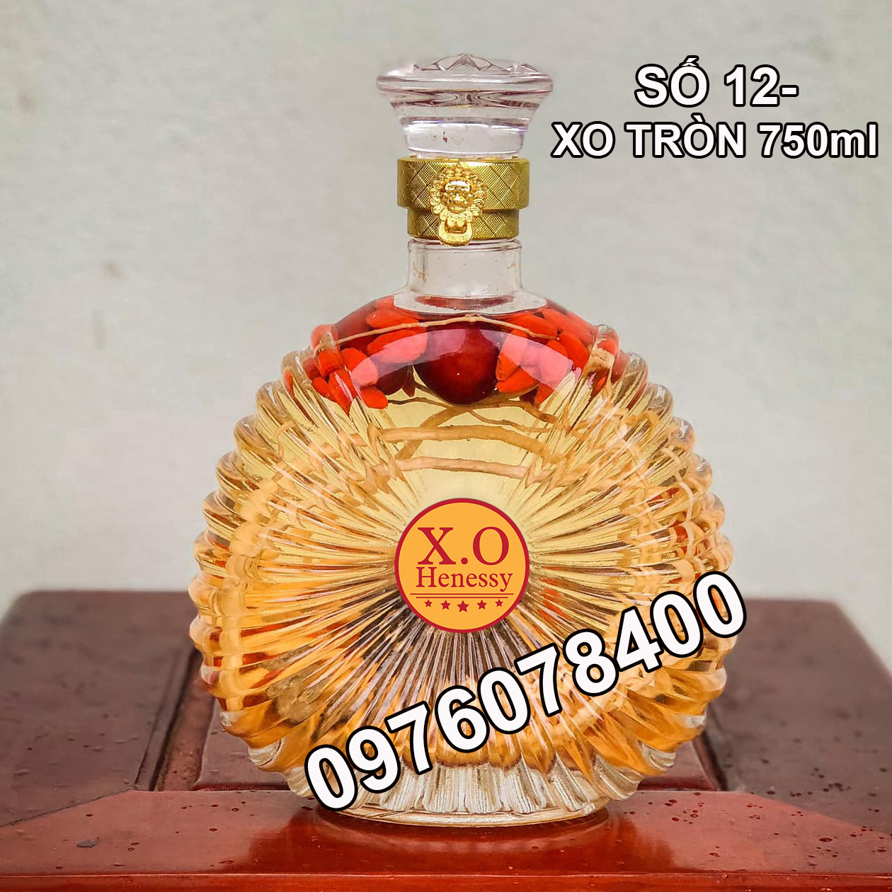 Bình Đựng Rượu Thuỷ Tinh Cao Cấp Mẫu OX Viền Vòng 750ml. Chai đựng rượu