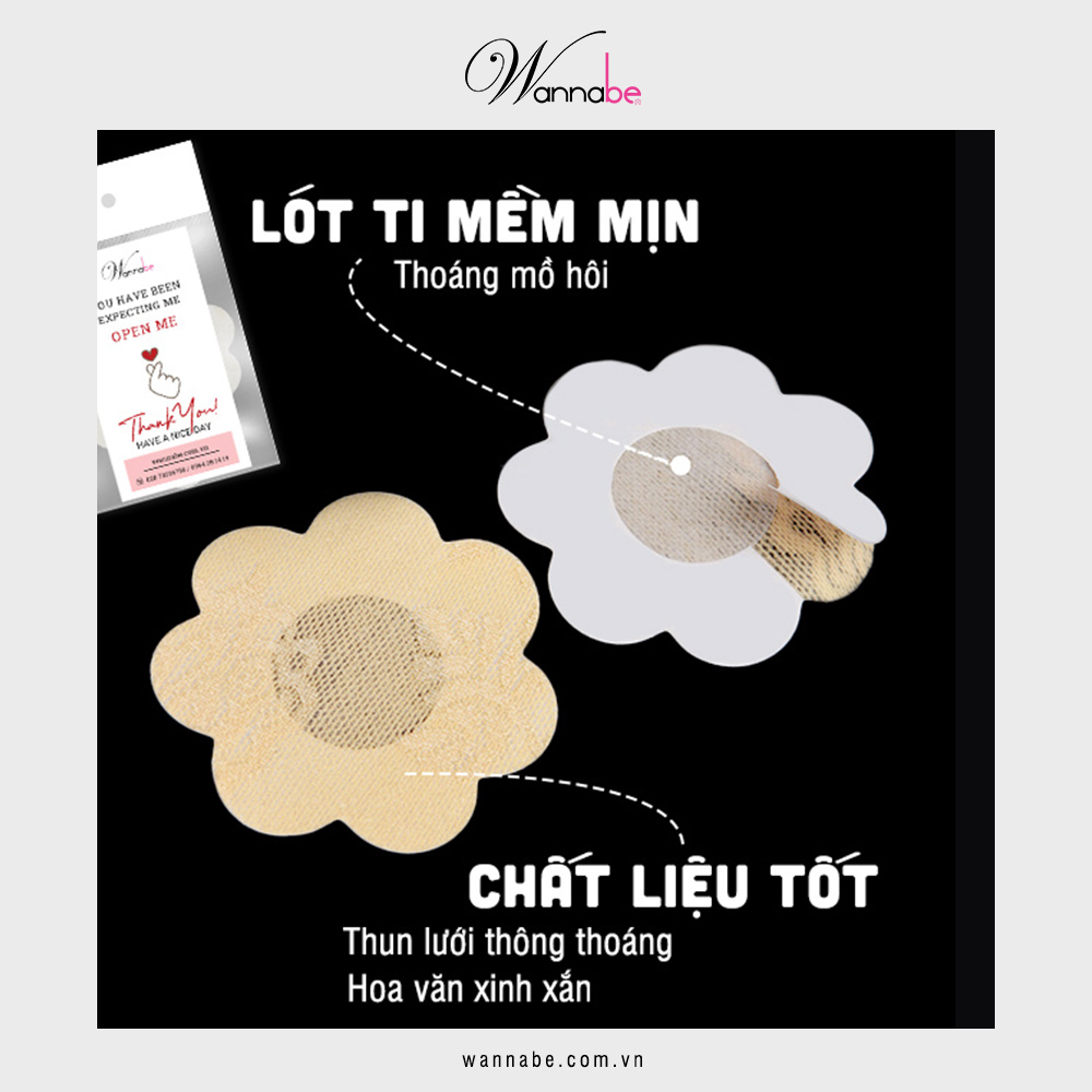 Combo 3 cặp miếng dán ti Wannabe DTV03 bằng vải hình bông hoa 7 cánh