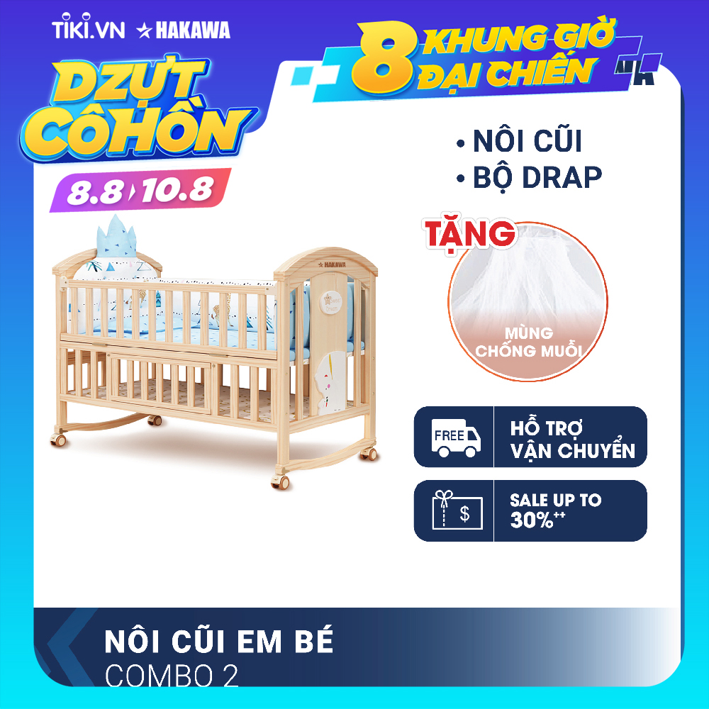 NÔI CŨI, GIƯỜNG CŨI CAO CẤP ĐA NĂNG CHO BÉ HAKAWA HK-B03 (COMBO 2) - HÀNG CHÍNH HÃNG