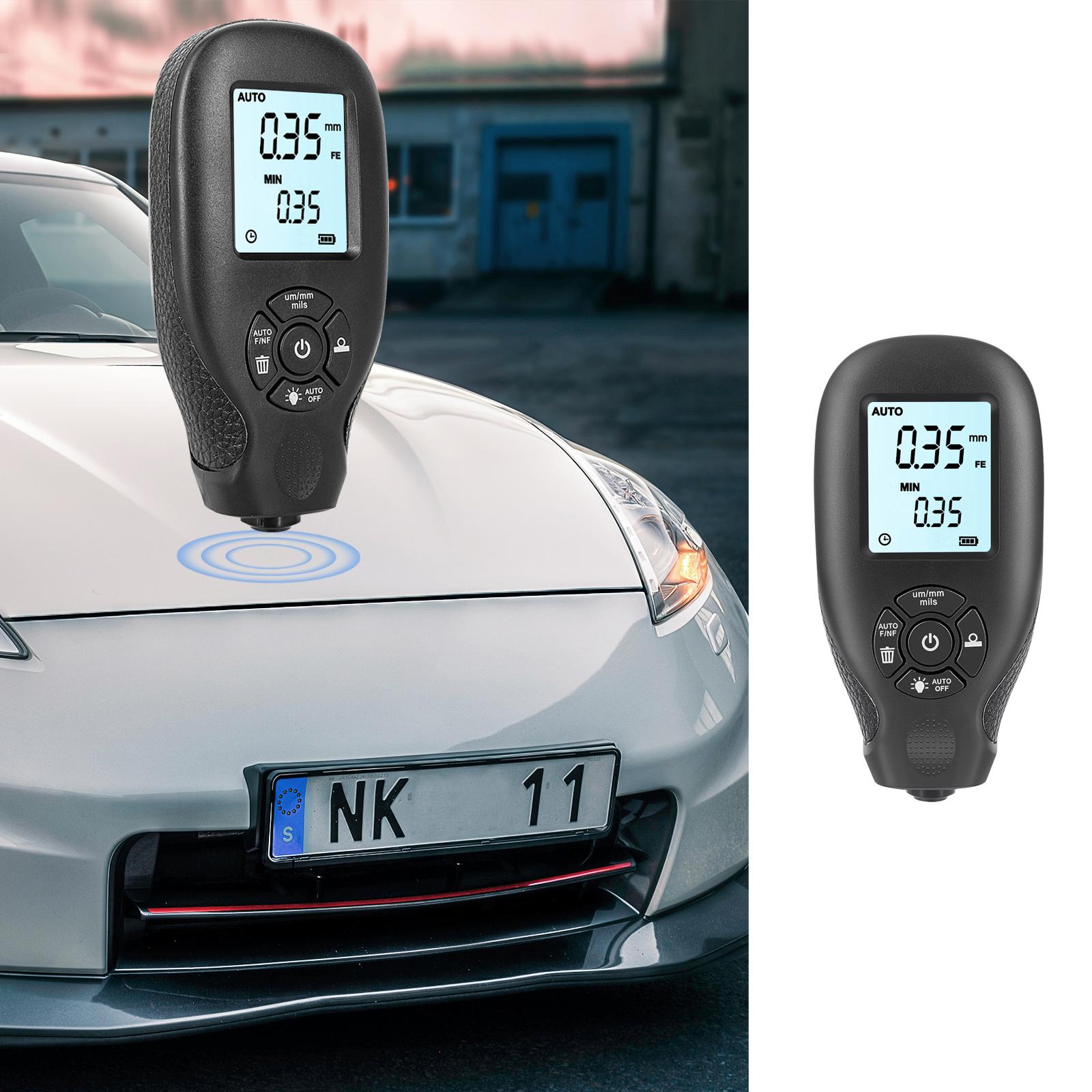 HW-300 Mini Automotive Coating Thickness Gauge Car Digital Paint Meter, Black, Auto Digital Calibration, 110x52x25mm