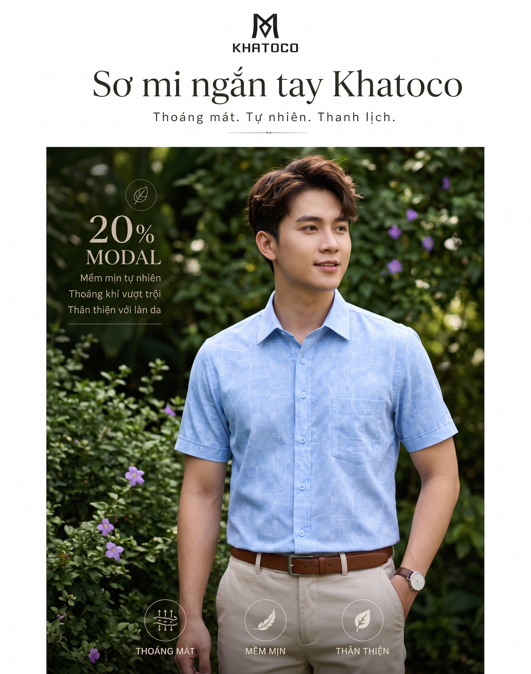 Áo sơ mi Khatoco tay ngắn (L,XL)
