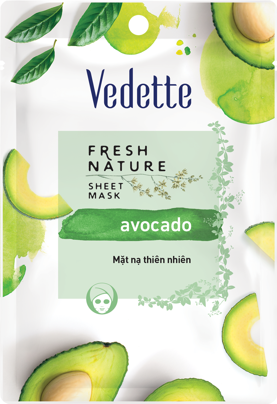 Mặt nạ giấy bơ Vedette Fresh Fruit Facial Mask Avocado 22ml