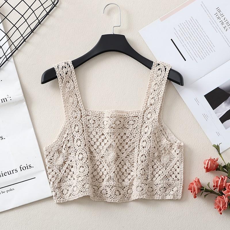 Áo móc len ngắn, 2 dây bản to