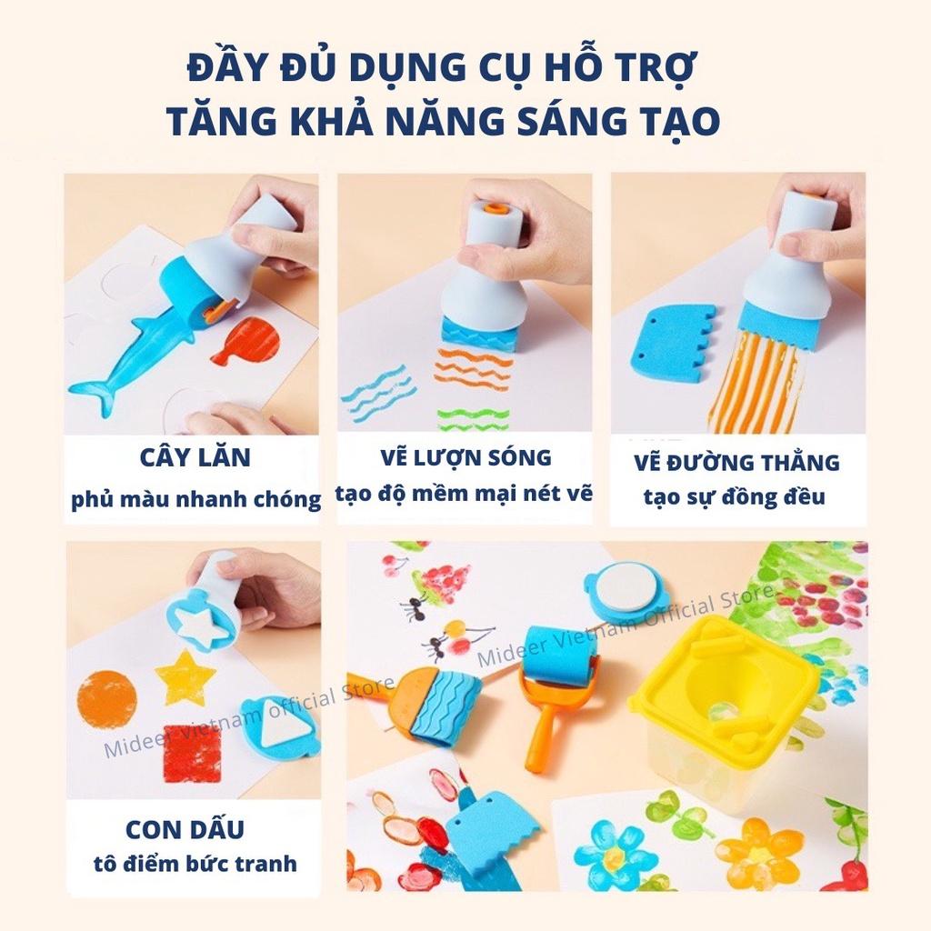 Finger Paint Mideer bộ màu kèm dụng cụ chính hãng an toàn cho bé