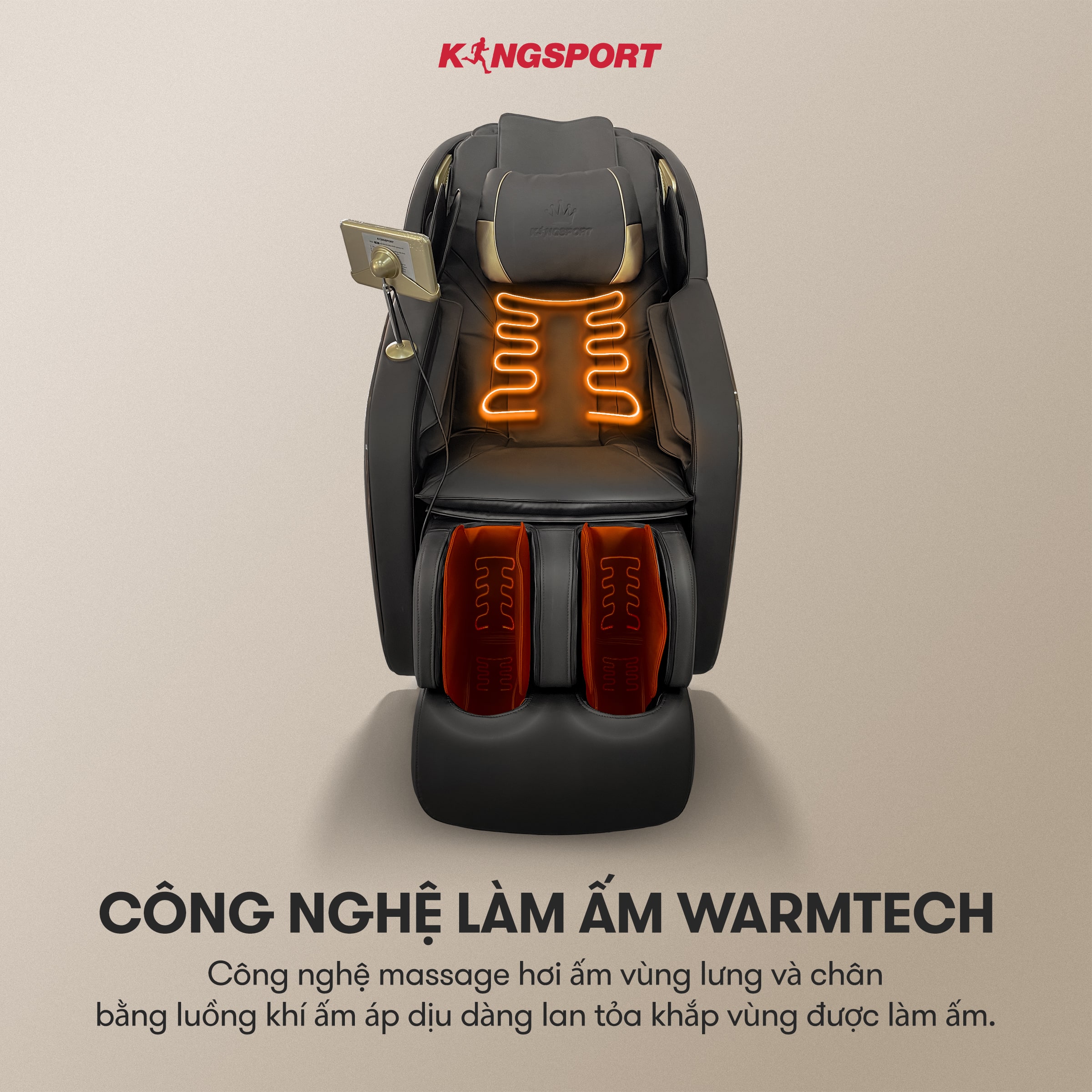 CHỈ GIAO MIỀN NAM I Ghế massage KINGSPORT G11 công nghệ mới Kingtech Touch Pro, công nghệ làm ấm Warmtech, 12 bài tập massage