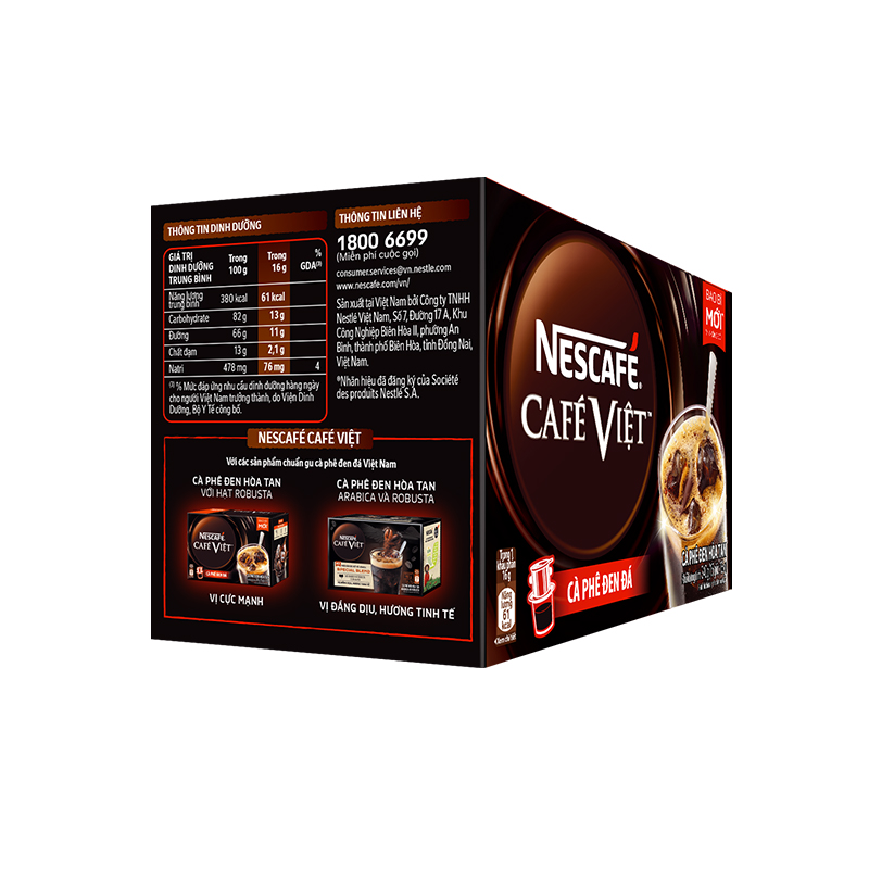 Combo 4 Hộp Cà phê đen hòa tan NESCAFÉ CAFÉ VIỆT (Hộp 15 gói x 16g)