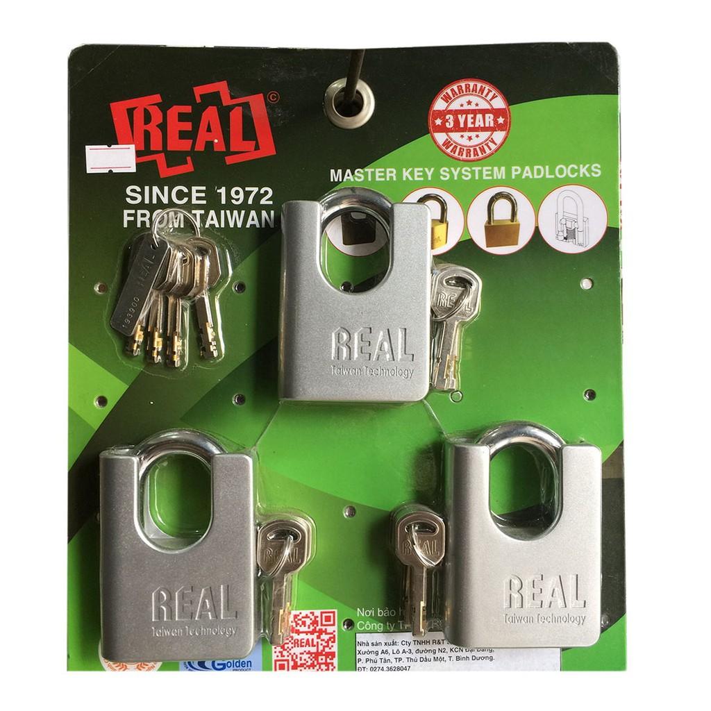 Bộ 3 ổ khóa chống cắt REAL AC 65 thân kẽm rộng 65mm 4 chìa chủ Master Key - MSOFT