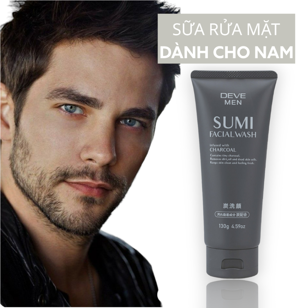 Sữa Rửa Mặt Than Hoạt Tính Deve Men Sumi Facial Wash Dành Cho Nam (Tuýp 130g)