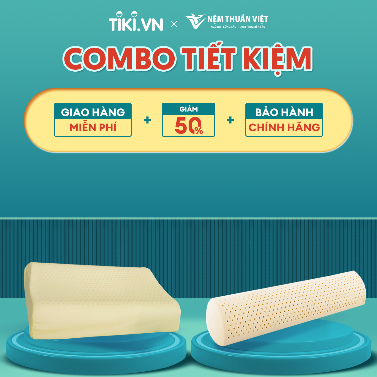 [Combo Gối Cao Su] Bộ 3 Gối Ngủ Siêu Tiết Kiệm - Chất Liệu Cao Su Thiên Nhiên Cao Cấp - Bộ Sản Phẩm Gồm 2 Gối Nằm, 1 Gối Ôm