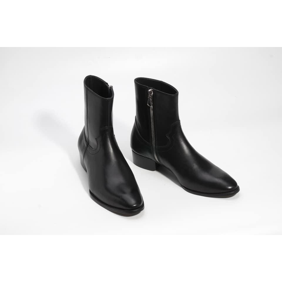 Giày Zip Boots đế gỗ, 4cm Heel Boots, Zipper