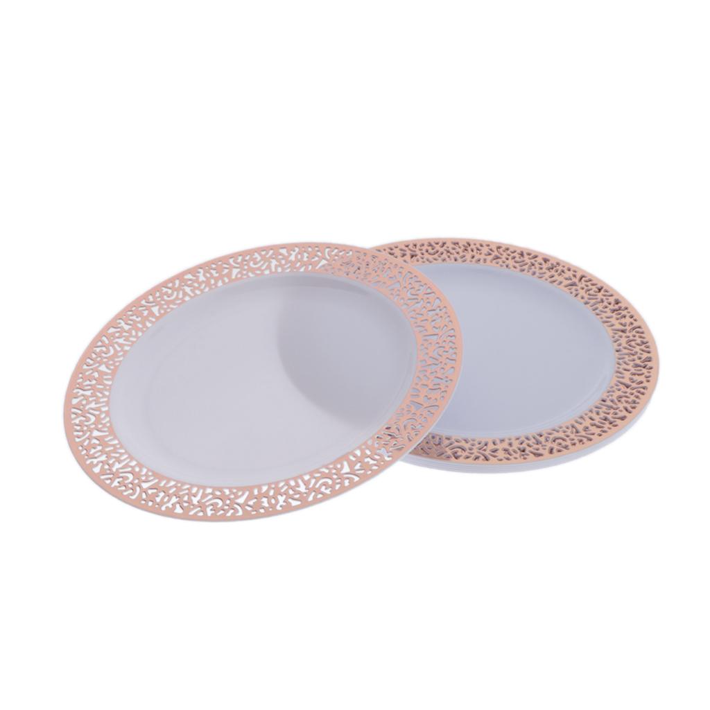 6pcs Plastic Plates Disposable Dinnerware Dinner Wedding Dishes