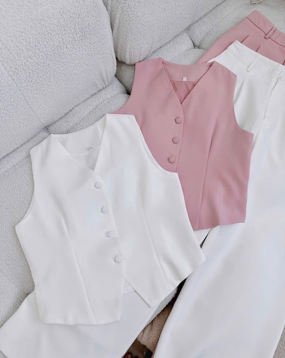 SET ÁO CROPTOP GILE HỒNG PASTEL + QUẦN TÂY DÀI LƯNG CAO ỐNG RỘNG ĐI CHƠI NOEL ĐI TIỆC GIÁNG SINH DẠO PHỐ ĐI BIỂN