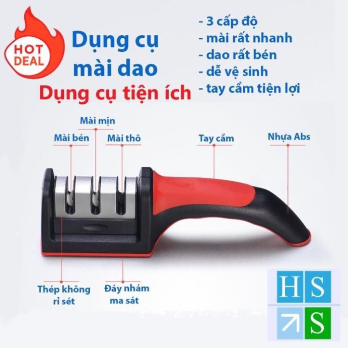 ( Bán sỉ ) Dụng cụ mài dao kéo 3 khe (3 cấp độ) tay cầm tiện lợi mài dao sắc bén nhanh và hiệu quả - HS Shop Đà Nẵng