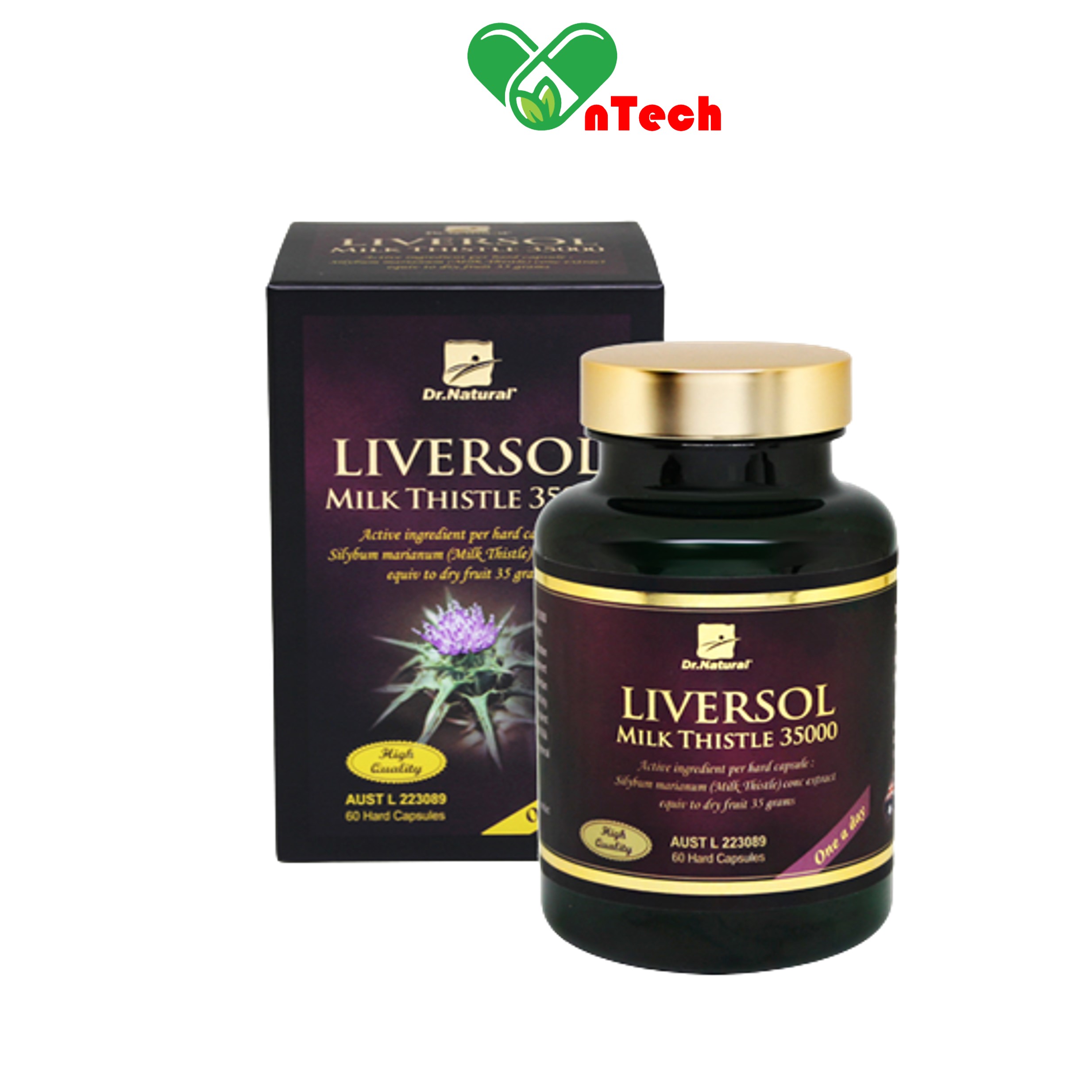 Viên uống bổ gan LiverSol Milk Thistle 35000 Tăng cường chức năng gan mát gan giải độc bảo vệ tế bào gan hàng nhập khẩu