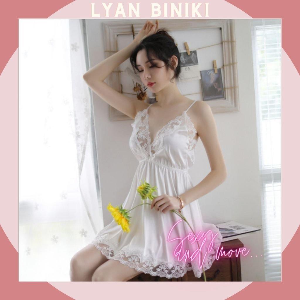 Váy ngủ lụa viền ren 2 dây sexy gợi cảm LYAN BIKINI L010