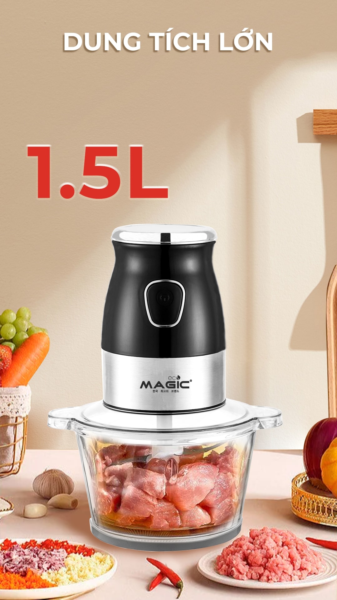 Máy xay thực phẩm đa năng 3in1 Magic Eco AC-16 (2.0 Lít) - Hàng chính hãng